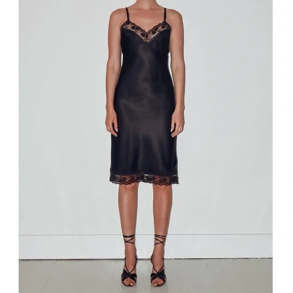 Dior Dresses Christian Dior Midi Length Slip Dress Black